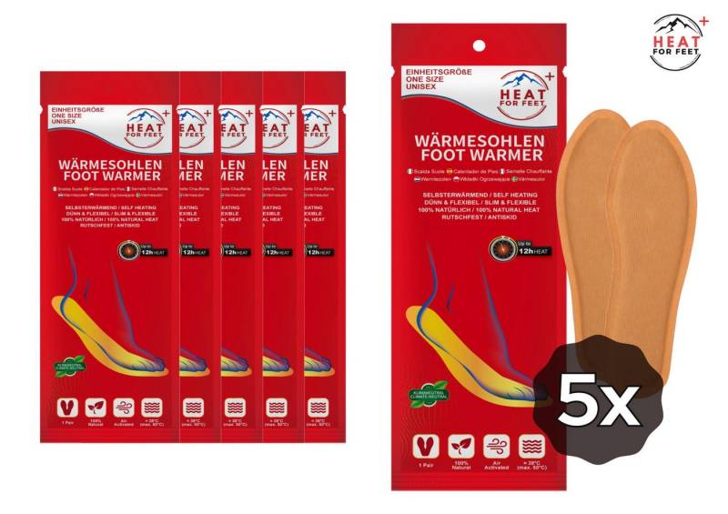 HEAT FOR FEET Fußwärmer Wärmesohlen für Schuhe - 5, 10 oder 30 Paar, bis zu 12Std. warme Füße, 5-tlg., Sofort wärmende Einlegesohlen, 100% natürlich, Unisex, Einheitsgröße HEAT FOR FEET Fußwärmer Wärmesohlen für Schuhe - 5, 10 oder 30 Paar, bis zu 12Std. warme Füße, 5-tlg., Sofort wärmende Einlegesohlen, 100% natürlich, Unisex, Einheitsgröße von HEAT FOR FEET