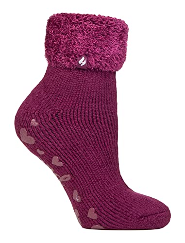 HEAT HOLDERS - 1 Paar Bettsocken Damen Stoppersocken ABS Antirutsch Kuschelsocken Socken (HHL03 Wine) von HEAT HOLDERS