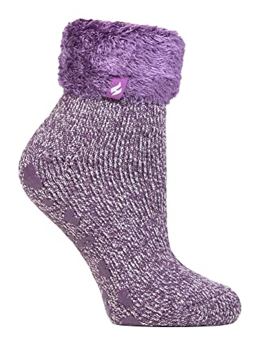 HEAT HOLDERS - 1 Paar Bettsocken Damen Stoppersocken ABS Antirutsch Kuschelsocken Socken (HHL05 Purple) von HEAT HOLDERS