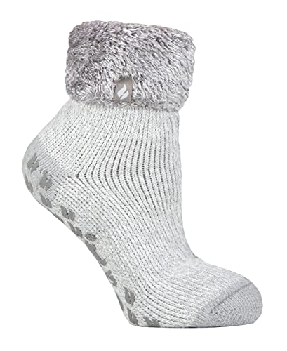 HEAT HOLDERS - 1 Paar Bettsocken Damen Stoppersocken abs antirutsch kuschelsocken socken in 8 farbig 37-42 eur (Silbergrau (Queenstown)) von HEAT HOLDERS