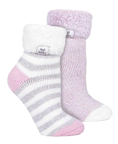 HEAT HOLDERS 2er Pack Damen Kuschelsocken für Winter Antirustch Ultra Weich Fleece Flauschig Bettsocken Damen (DE/NL/SE/PL, Numerisch, 37, 42, Regular, Regular, Feder-TOT) von HEAT HOLDERS