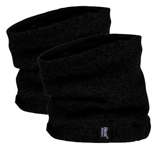 HEAT HOLDERS 2er Pack Herren Halswärmer Flauschige Fleece Loop Schal Nackenwärmer mit Innenfleece für Winter (Einheitsgröße, Schwarz) von HEAT HOLDERS