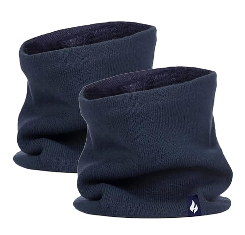 HEAT HOLDERS 2er Pack Herren Halswärmer Verdickte Flauschige Fleece Loop Schal Nackenwärmer mit Innenfleece für Winter (Einheitsgröße, Marine) von HEAT HOLDERS