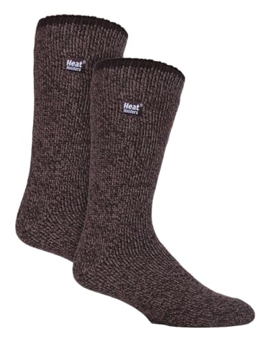 HEAT HOLDERS 2er Pack Herren Socken Merinowolle Atmungsaktiv Fleece Winter Socken Outdoor Warme (39-45, Braun) von HEAT HOLDERS