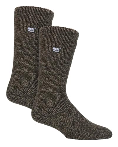 HEAT HOLDERS 2er Pack Herren Socken Merinowolle Atmungsaktiv Fleece Winter Socken Outdoor Warme (39-45, Khaki) von HEAT HOLDERS
