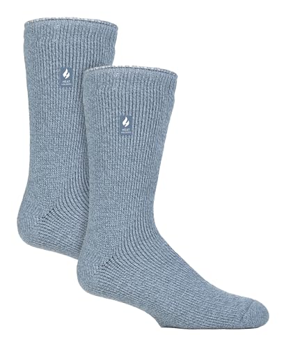 HEAT HOLDERS 2er Pack Herren Socken Merinowolle Atmungsaktiv Fleece Winter Socken Outdoor Warme (39-45, Stahlblau) von HEAT HOLDERS