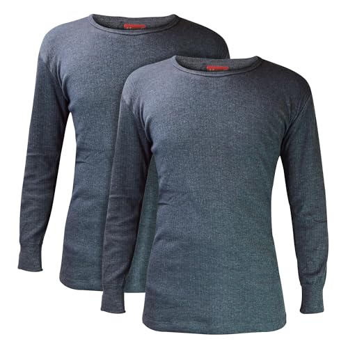 HEAT HOLDERS - 2er Pack Herren Thermo Innenfleece Outdoor Langarm Baumwolle Reich Unterhemd (XXL, Holzkohle) von HEAT HOLDERS
