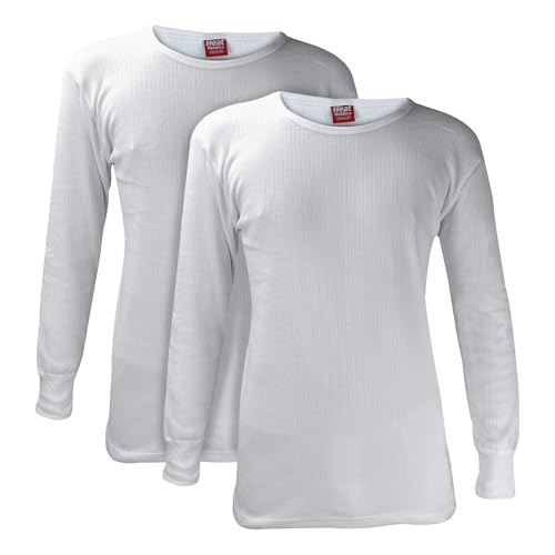 HEAT HOLDERS - 2er Pack Herren Thermo Innenfleece Outdoor Langarm Baumwolle Reich Unterhemd (XXL, Weiß) von HEAT HOLDERS