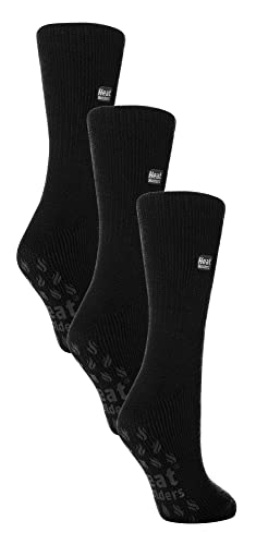 HEAT HOLDERS - 3er Pack Damen Antirutsch Thermosocken | Extra Warm Rutschfest ABS Kuschelsocken (37-42, Schwarz) von HEAT HOLDERS