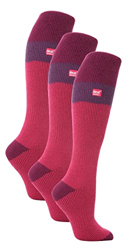 HEAT HOLDERS 3er Pack Damen Bunt Skisocken Winter Extra Warm Gepolstert Kniehohe Thermo Socken (37-42, Raspberry/Fuchsia) von HEAT HOLDERS