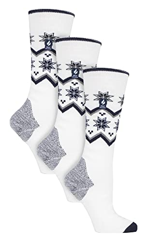 HEAT HOLDERS 3er Pack Damen Skisocken Atmungsaktiv Thermo Gestreift Kniehoch Socken mit Gepolstert (37-42, Creme -Fairele) von HEAT HOLDERS