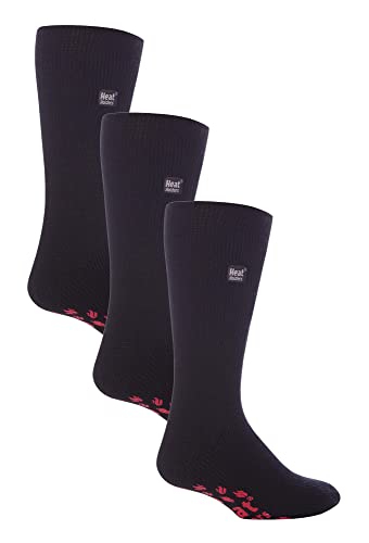 HEAT HOLDERS - 3er Pack Herren Antirutsch Thermosocken | Extra Warme Rutschfest ABS Kuschelsocken (39-45, Schwarz Rot) von HEAT HOLDERS