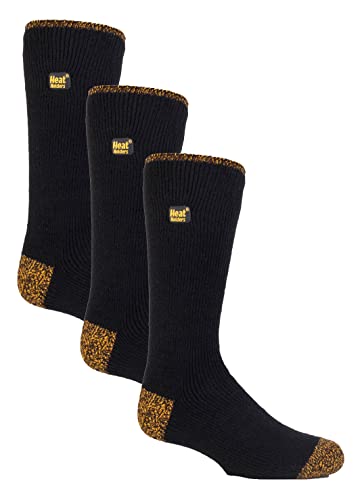 HEAT HOLDERS 3er Pack Herren Arbeitssocken in Schwarz Winter Thermo Socken mit Verstärkte Spitze und Hacken (37-42, Schwarz) von HEAT HOLDERS