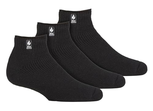 HEAT HOLDERS 3er Pack Herren Sneaker Socken Warm Thermosocken with Verstärkter Ferse und Zehen (39-45, Schwarz) von HEAT HOLDERS
