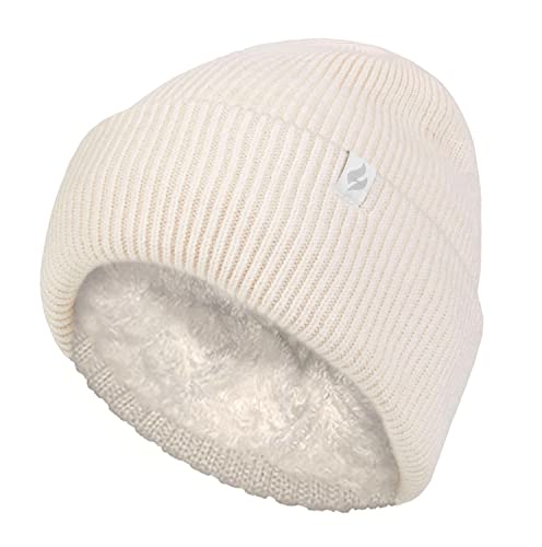 HEAT HOLDERS Beanie Mütze für Damen mit Heatweaver Fleecefutter Modische Damen Umsatz Cuff Mütze (Einheitsgröße, Creme) von HEAT HOLDERS