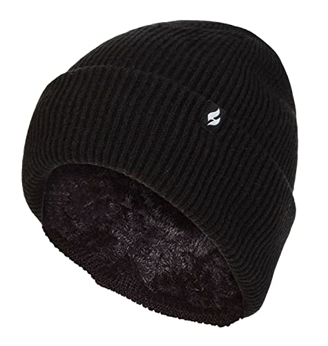 HEAT HOLDERS Beanie Mütze für Damen mit Heatweaver Fleecefutter Modische Damen Umsatz Cuff Mütze (Einheitsgröße, Schwarz) von HEAT HOLDERS