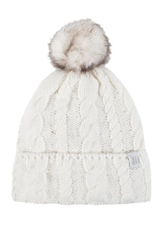 HEAT HOLDERS Damen 1 Pack Heatweavergarn Strickmütze mit Zopfmuster und Pom Poms - Sahne - One Size von HEAT HOLDERS