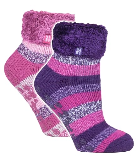 Heat Holders Damen 2 Paar Kuschelsocken Dicke Weich-Flauschig Haussocken Warme Thermo Bettsocken mit Noppen (37-42, HHL19 / HHL20) von Heat Holders