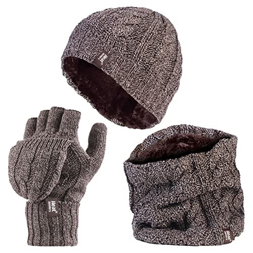 HEAT HOLDERS - Damen Extra Warm Mütze, Handschuhe und Halswärmer Set für Winter mit Fleece Gefüttert (Einheitsgröße, Kitz) von HEAT HOLDERS