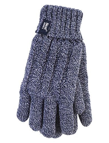 HEAT HOLDERS - Damen Extra Warm Winter Handschuhe | Strick Handschuhe mit Innen Flauschig Fleece Gefüttert (M-L, Blau) von HEAT HOLDERS