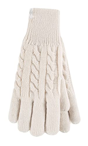 HEAT HOLDERS - Damen Extra Warm Winter Handschuhe | Strick Handschuhe mit Innen Flauschig Fleece Gefüttert (M-L, Creme) von HEAT HOLDERS