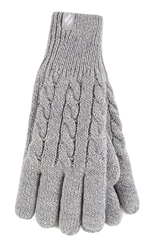 HEAT HOLDERS - Damen Extra Warm Winter Handschuhe | Strick Handschuhe mit Innen Flauschig Fleece Gefüttert (M-L, Grau) von HEAT HOLDERS