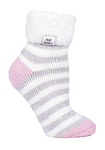 HEAT HOLDERS - Damen Fleece Flauschig Gestreift Thermo Kuschelsocken (37/42, Cream/Light Grey (S TOT)) von HEAT HOLDERS