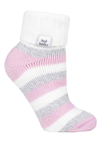 HEAT HOLDERS - Damen Fleece Flauschig Gestreift Thermo Kuschelsocken (37/42, Cream/Light Pink (S Rib)) von HEAT HOLDERS