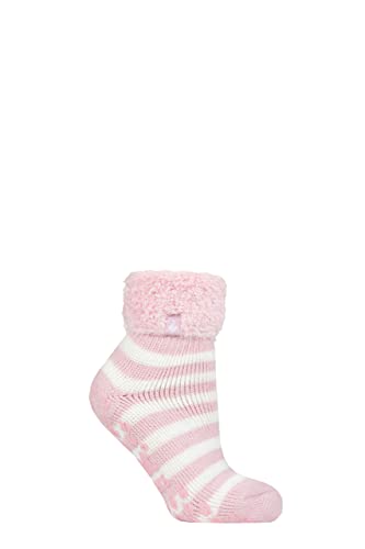 HEAT HOLDERS Damen Lounge Schoppersocken mit Federband-Umschlagbündchen Packung mit 1 Auckland Streifen Ballerina Rosa 37-42 von HEAT HOLDERS