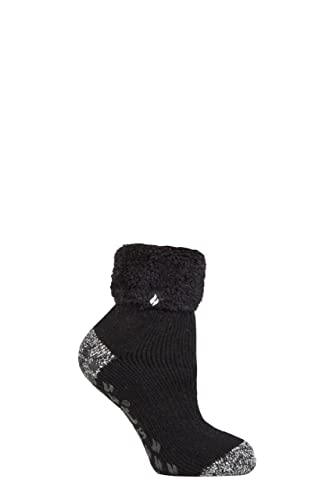 HEAT HOLDERS Damen Lounge Schoppersocken mit Federband-Umschlagbündchen Packung mit 1 Queenstown Schlicht Schwarz 37-42 von HEAT HOLDERS