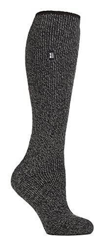 HEAT HOLDERS Damen Merinowolle Socken Lang Warm Thermo Wollsocken Kniestrümpfe Merino für Winter (37-42, Schwarz) von HEAT HOLDERS