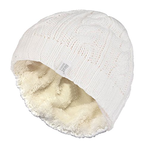 HEAT HOLDERS - Damen Mütze mit Fleecefutter für Winter und Herbst | Strick Beanie mit Warm Fleece (Einheitsgröße, Creme) von HEAT HOLDERS