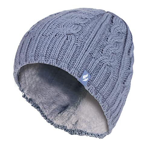 HEAT HOLDERS - Damen Mütze mit Fleecefutter für Winter und Herbst | Strick Beanie mit Warm Fleece (Einheitsgröße, Dusky Blau) von HEAT HOLDERS