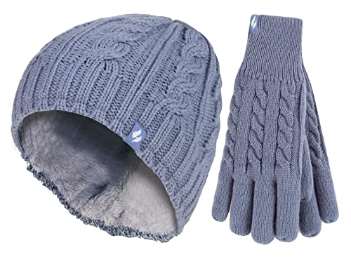 HEAT HOLDERS - Damen Mütze und Handschuh-Set für Winter | Extra Warm Beanie und Mütze mit Fleece Gefüttert (M-L, Dunkelblau) von HEAT HOLDERS