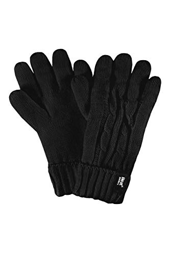 HEAT HOLDERS Damen Thermal-Handschuhe mit Zopfmuster (Small/Medium, Schwarz) von HEAT HOLDERS