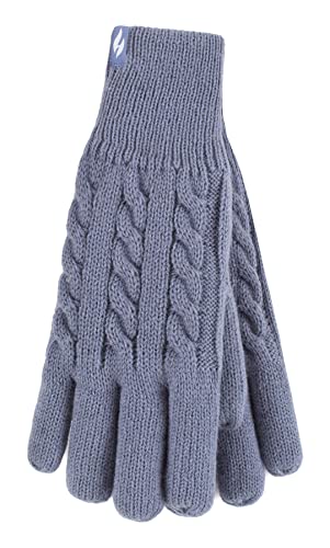 HEAT HOLDERS - Damen Extra Warm Winter Handschuhe | Strick Handschuhe mit Innen Flauschig Fleece Gefüttert (M-L, Dusky Blau) von HEAT HOLDERS