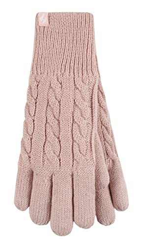 HEAT HOLDERS - Damen Extra Warm Winter Handschuhe | Strick Handschuhe mit Innen Flauschig Fleece Gefüttert (M-L, Dusky Rosa) von HEAT HOLDERS