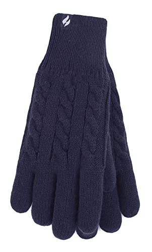 HEAT HOLDERS - Damen Extra Warm Winter Handschuhe | Strick Handschuhe mit Innen Flauschig Fleece Gefüttert (M-L, Marine) von HEAT HOLDERS
