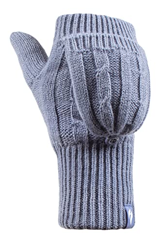 HEAT HOLDERS - Damen Thermo Fingerlose Handschuhe mit Fäustlinge Kappe | Winter Handschuhe mit Plüsch Fleecefutter (Einheitsgröße, Dusky Blau) von HEAT HOLDERS