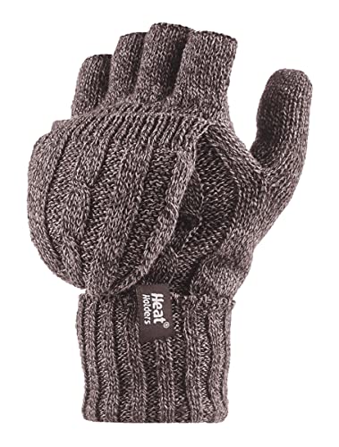 Heat Holders - Damen Thermo Fingerlose Handschuhe mit Fäustlinge Kappe | Winter Handschuhe mit Plüsch Fleecefutter (Einheitsgröße, Kitz) von Heat Holders