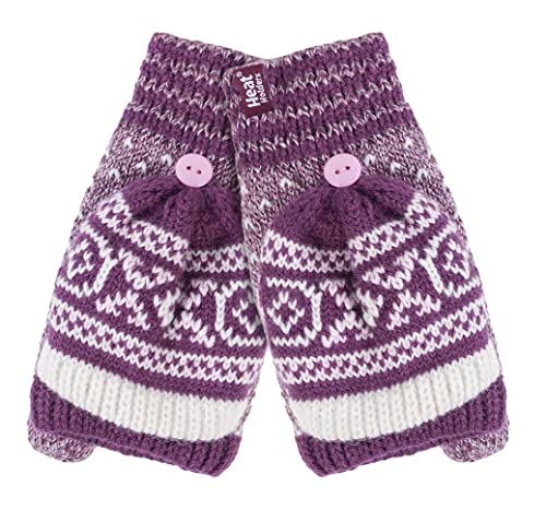 HEAT HOLDERS - Damen Thermo Fleece Norwegermuster Fingerlose Fäustlinge mit Daumen (One Size, Rose (Stockholm)) von HEAT HOLDERS