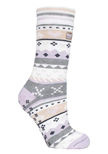 HEAT HOLDERS - Damen Thermo Winter Warm Antirutsch Noppen Kuschelsocken mit Abs Sohle in Geschenkbox (37/42, Lilac/Grey (Soul)) von HEAT HOLDERS