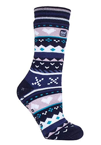 HEAT HOLDERS - Damen Thermo Winter Warm Antirutsch Noppen Kuschelsocken mit Abs Sohle in Geschenkbox (37/42, Navy/Purple (Soul)) von HEAT HOLDERS