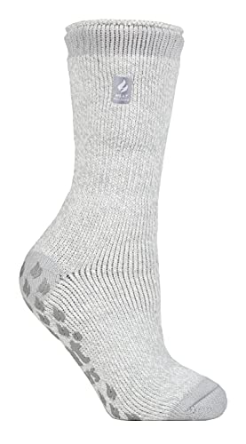 HEAT HOLDERS Damen Warm Stoppersocken Rutschfest Antirutschsohle Kuschelig Thermosocken Antirutsch für Winter (37-42, Silbergrau (Florenz)) von HEAT HOLDERS