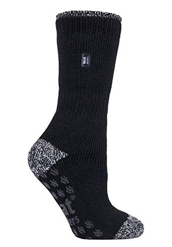 HEAT HOLDERS - Damen Warme Anti Rutsch Stopper Thermo Socken mit ABS Sohle 2.3 TOG (37-42 EU, Black (Juniper)) von HEAT HOLDERS