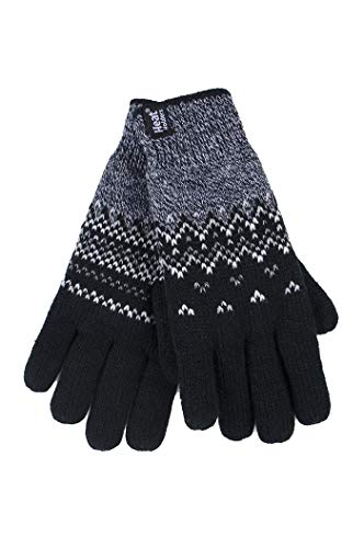 HEAT HOLDERS - Damen Winter Fleece Strick Elegant Norwegermuster Handschuhe (M/L, Black (Trondheim)) von HEAT HOLDERS