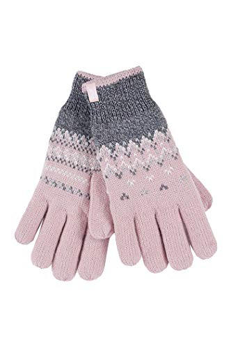 HEAT HOLDERS - Damen Winter Fleece Strick Elegant Norwegermuster Handschuhe (M/L, Coral (Trondheim)) von HEAT HOLDERS