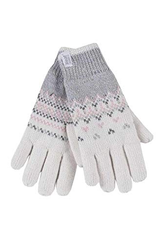 HEAT HOLDERS - Damen Winter Fleece Strick Elegant Norwegermuster Handschuhe (M/L, Cream (Trondheim)) von HEAT HOLDERS