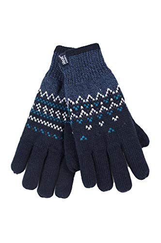 HEAT HOLDERS - Damen Winter Fleece Strick Elegant Norwegermuster Handschuhe (M/L, Navy (Trondheim)) von HEAT HOLDERS