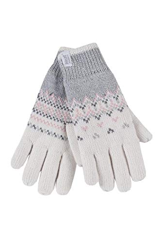 HEAT HOLDERS - Damen Winter Fleece Strick Elegant Norwegermuster Handschuhe (S/M, Cream (Trondheim)) von HEAT HOLDERS